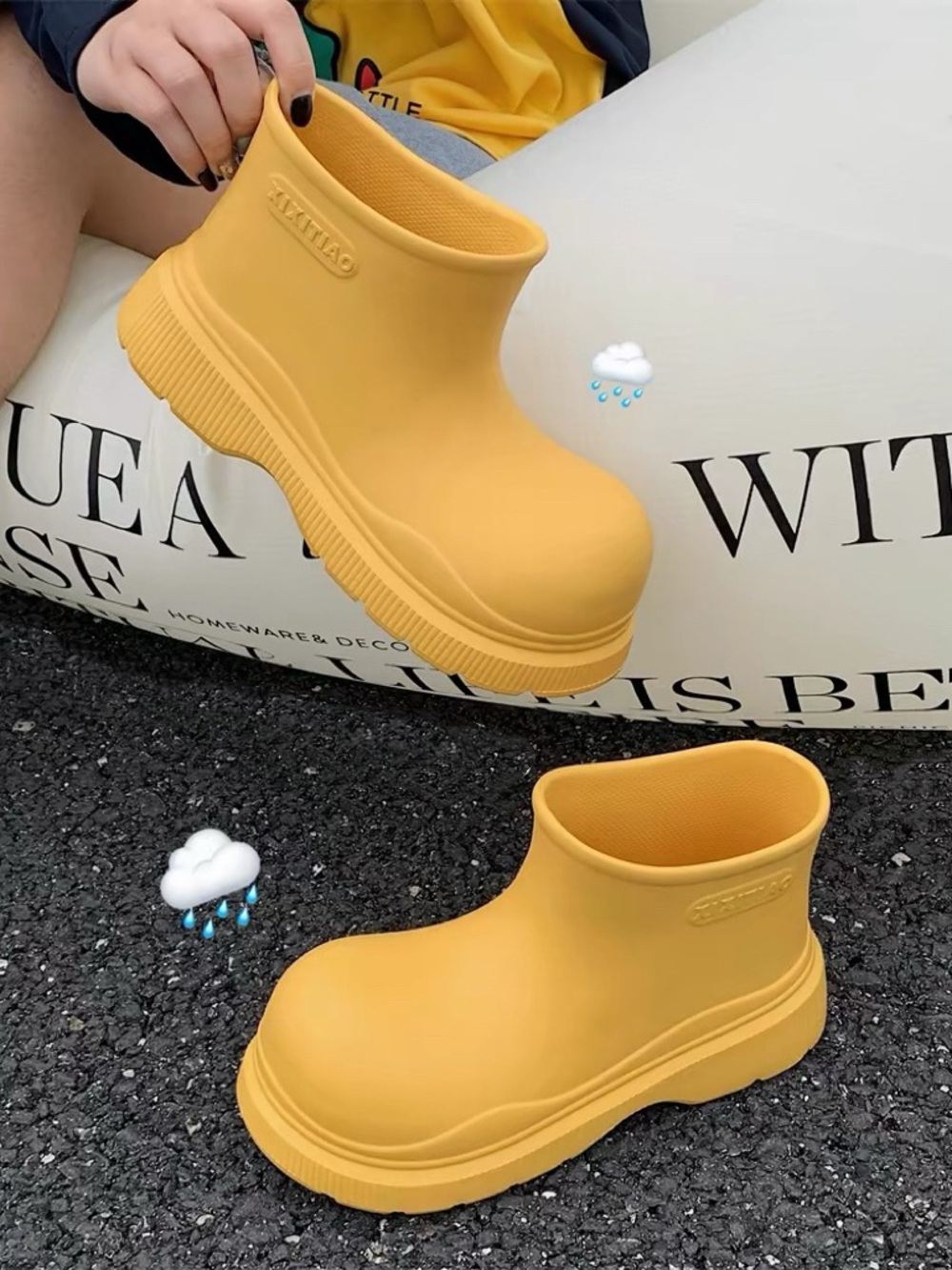 Brand New Yellow Women Ankle Rain Boots – Size 40–41